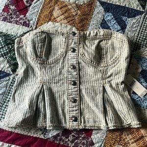 Anthropologie Pilcro denim corset-style tube top